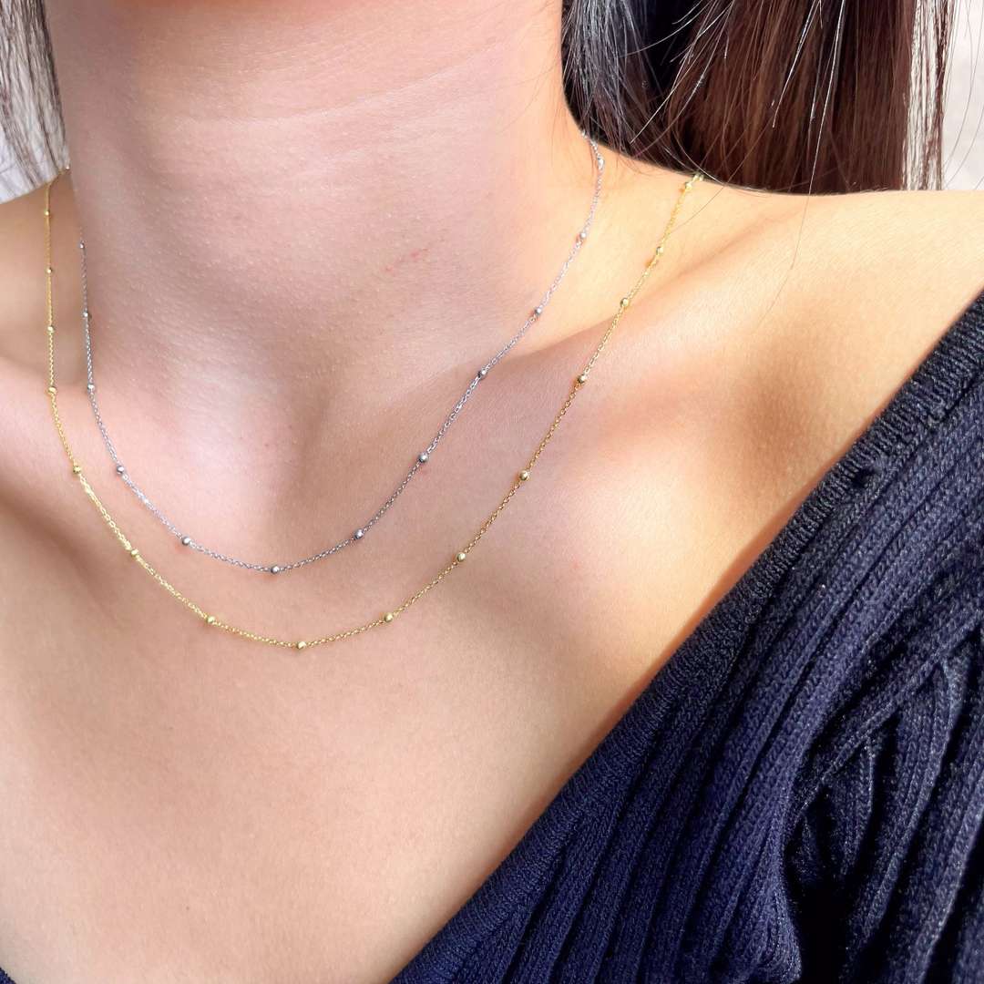 [Amore Jewelry]Small Bead Clavicle Chain Simple Necklace