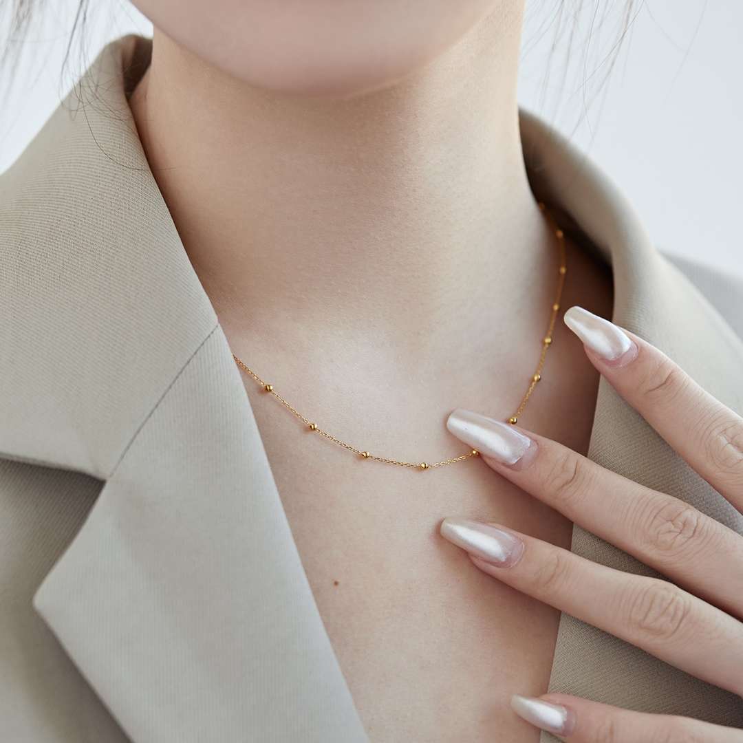 [Amore Jewelry]Small Bead Clavicle Chain Simple Necklace