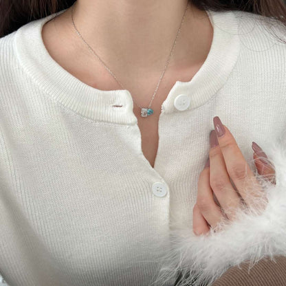 [Amore Jewelry]Dazzling Square & Heart Shape Necklace