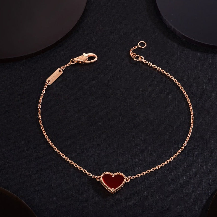 [Opulent Aurora]HEART CARNELIAN PINK GOLD BRACELET