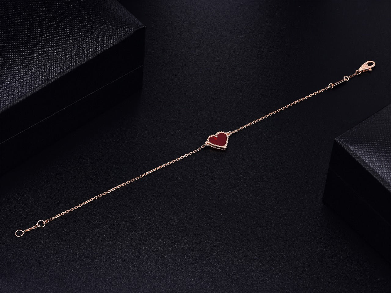 [Opulent Aurora]HEART CARNELIAN PINK GOLD BRACELET