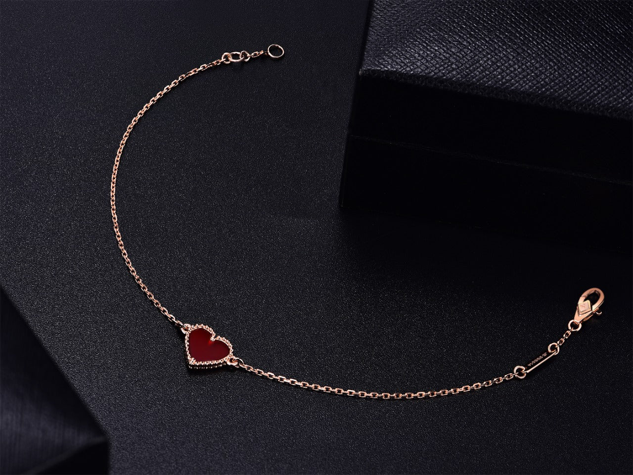 [Opulent Aurora]HEART CARNELIAN PINK GOLD BRACELET