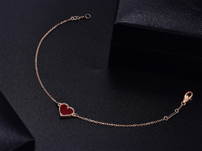 [Opulent Aurora]HEART CARNELIAN PINK GOLD BRACELET