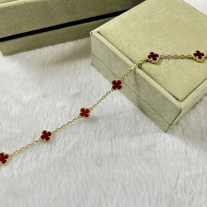 [Opulent Aurora]CLOVER 6 MOTIF RED AGATE BRACELET