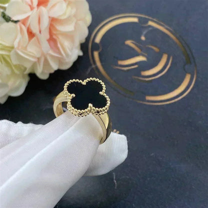 [Opulent Aurora]CLOVER ONYX RING