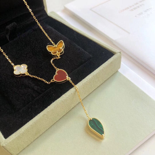 [Opulent Aurora]LUCKY SPRING 4 MOTIFS ROSE GOLD NECKLACE
